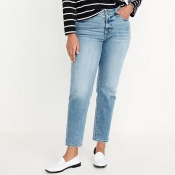 Old Navy High-Waisted OG Straight Ankle Jeans Light Blue Vintage Wash sz 14 NWT - Picture 8 of 9